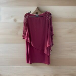 DJ Jaz 3/4 Sleeve Popover Embellished Lined Sheath Dress Size 18